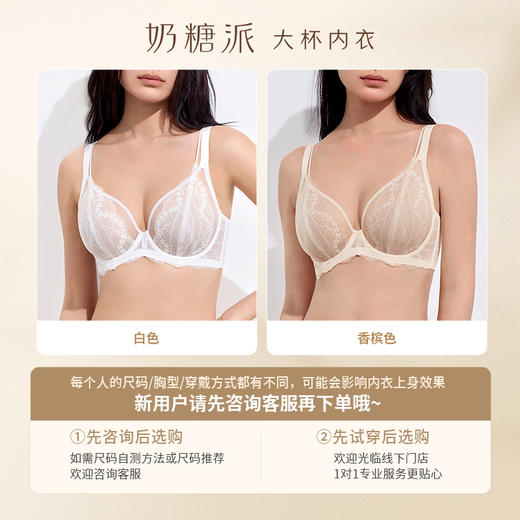 [浮梦法式杯]全罩杯文胸深v性感蕾丝大胸显小聚拢承托女士文胸 商品图4