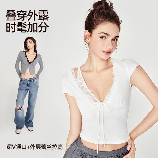 好奇蜜斯蕾丝内衣女大胸显小防下垂文胸罩套装薄小胸可外穿黑性感  Tide 泰德 商品图1