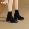 Safiya/索菲娅2025英伦风厚底高跟防水台增高百搭瘦瘦弹力短靴SFD4116407 商品缩略图7