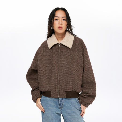 oneup羊毛格子呢羊羔拉链棉服（男女同款） 商品图6