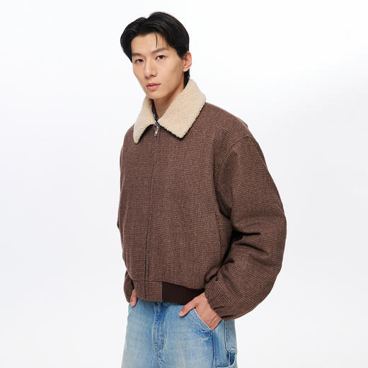 oneup羊毛格子呢羊羔拉链棉服（男女同款） 商品图3