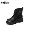 Safiya/索菲娅2025秋冬百搭圆头真皮头层牛皮厚底休闲粗跟显瘦英伦马丁靴SFD4116033 商品缩略图9