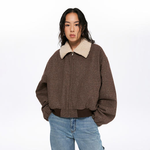 oneup羊毛格子呢羊羔拉链棉服（男女同款） 商品图5