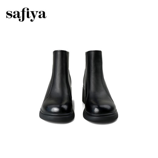 Safiya/索菲娅2025秋冬复古粗跟软羊皮弹力瘦瘦百搭英伦时装短靴SFD4116104 商品图5
