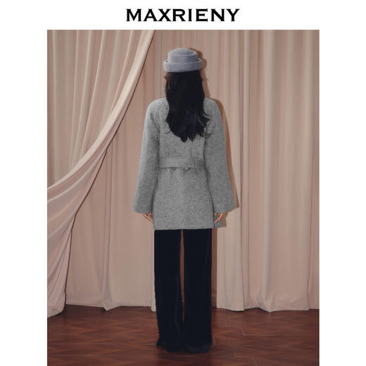 MAXRIENY格雷系气质穿搭羊毛大衣25冬款围裹系带双面呢毛呢外套女(货号:MF86CT501) 商品图3