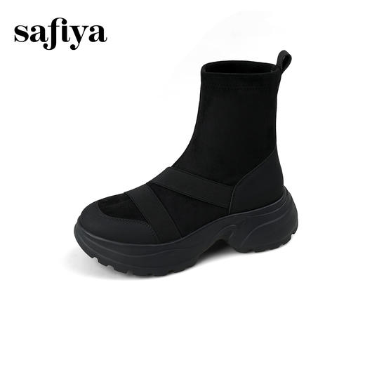 Safiya/索菲娅2025户外运动风套筒轻便增高厚底加绒百搭弹力瘦瘦靴SFD4116107 商品图11