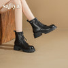 Safiya/索菲娅2025秋冬百搭圆头真皮头层牛皮厚底休闲粗跟显瘦英伦马丁靴SFD4116033 商品缩略图4
