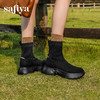 Safiya/索菲娅2025运动机能风飞织休闲百搭厚底增高弹力瘦瘦靴SFD4116108 商品缩略图0