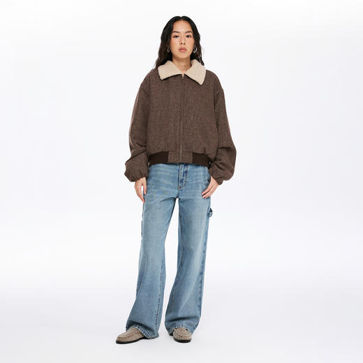 oneup羊毛格子呢羊羔拉链棉服（男女同款） 商品图7