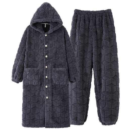 【换季出清】【提花贵妃绒】自然醒「半熟冬日」情侣睡衣冬季加厚长款睡袍套装休闲男女士加绒贵妃绒外穿家居服冬JLM 商品图8