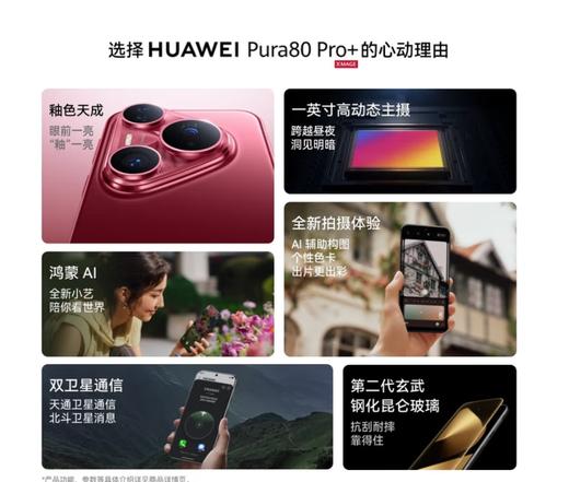 华为 Pura 80 Pro+ 新品手机上市 一英寸高动态主摄 个性色卡AI辅助构图 华为鸿蒙智能手机 商品图1