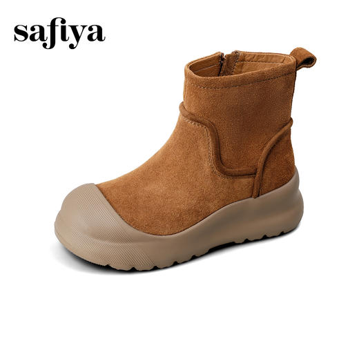 Safiya/索菲娅2025户外风厚底侧拉链反绒复古轻便百搭休闲短靴SFD4116062 商品图9
