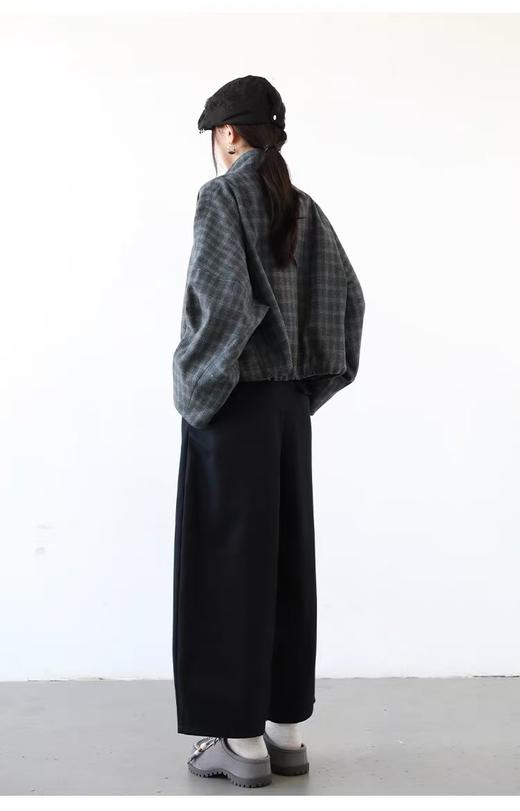 🔥【休闲裤】9029磨毛绒立体廓形量感天丝棉休闲裤女秋季百搭独特九分西装阔腿裤-喜出 商品图2