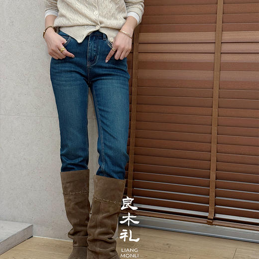 【特价不退换】【预售7天/加绒】良木礼烟管牛仔裤（小细腿）（D25103850） 商品图3