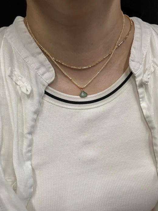 SpoiledBrat Jewelry18k金欧珀 西瓜碧玺 贝壳形状项链 商品图3