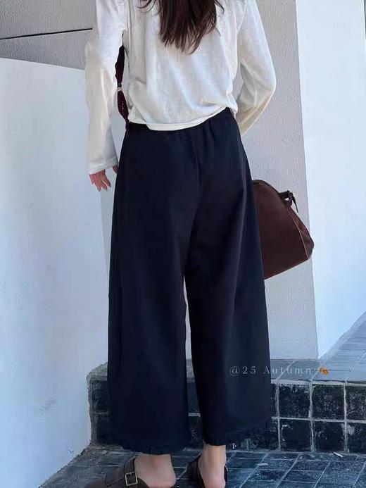 双十一特卖！！B017高品质裤脚花边秋季新款显瘦九分裤-喜出 商品图3