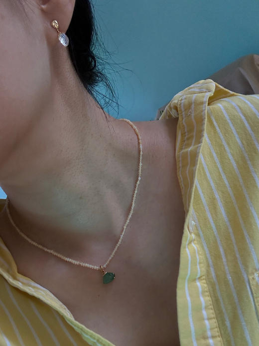 SpoiledBrat Jewelry18k金欧珀 西瓜碧玺 贝壳形状项链 商品图1