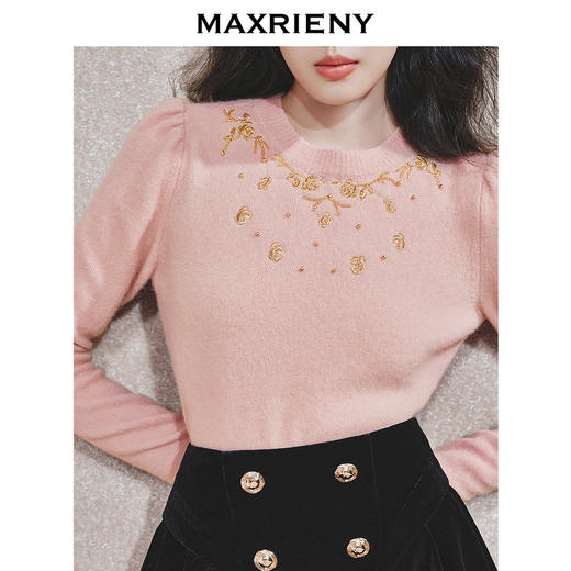 【时髦暖冬-商场同款】MAXRIENY华丽金绣套头毛衫修身显瘦上衣女(货号:MC85SW548) 商品图2