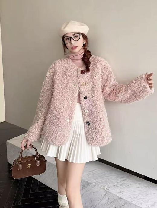 限时秒杀！最后2件! （不支持退货，介意勿入）皮毛一体！！爆款彩色粽子扣852小香风30%毛女秋冬季皮毛一体加厚保暖外套-喜出 商品图2