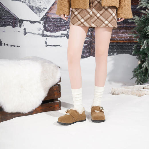 Westory2025年冬季平底圆头勃肯鞋内里加厚羊毛深口单鞋毛毛鞋W25DM86311 商品图2