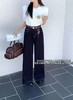 【自营】1.22限时秒杀！不支持退货 高弹款【牛仔裤】85328单宁蓝波浪边金线刺绣长款直筒裤拖地裤-喜出 商品缩略图0