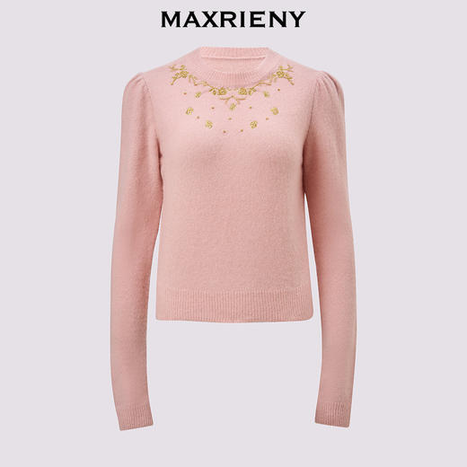 【时髦暖冬-商场同款】MAXRIENY华丽金绣套头毛衫修身显瘦上衣女(货号:MC85SW548) 商品图4
