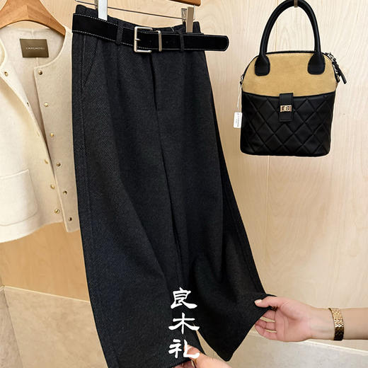【预售7天】良木礼毛呢八分裤（小灰灰）（腰带）（D25102847） 商品图4
