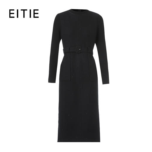 EITIE爱特爱本布腰带工装风大贴袋后中隐形拉链设计优雅时尚连衣裙8407121 商品图6