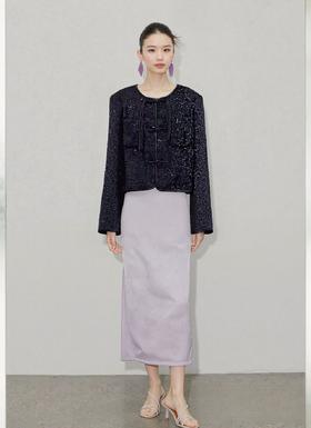 重工亮片外套！！28661圆领新中式盘扣亮片短款外套-喜出