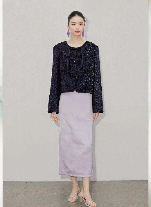 重工亮片外套！！28661圆领新中式盘扣亮片短款外套-喜出 商品图0