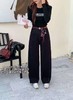 女王节抢购价-不支持退（清）【牛仔裤】85331高弹力秋款红腰带弯刀阔腿裤直筒裤简约时尚牛仔裤女-喜出 商品缩略图2
