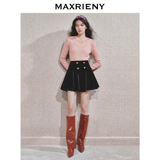 【时髦暖冬-商场同款】MAXRIENY华丽金绣套头毛衫修身显瘦上衣女(货号:MC85SW548) 商品图1