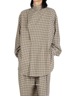 Hed Mayner | 米色兜领格子衬衫