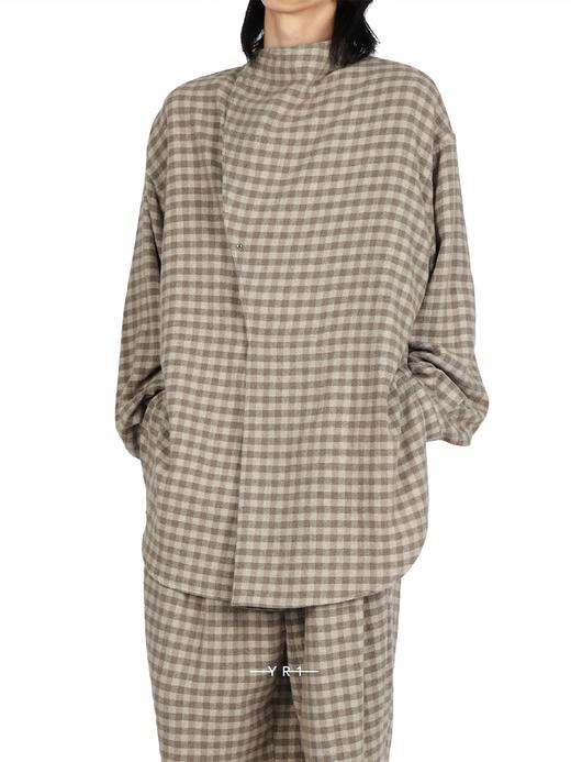 Hed Mayner | 米色兜领格子衬衫 商品图0