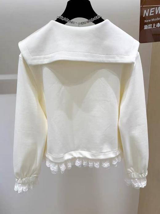 清货！！83395蕾丝拼接翻领外套短款小众设计感洋气减龄上衣女-喜出 商品图2