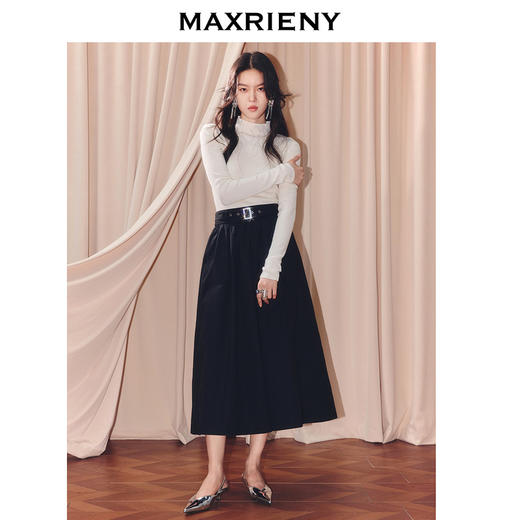 MAXRIENY璀璨烫钻半高领套头羊毛混纺针织毛衫25冬款内搭打底上衣(货号:MF86SW514) 商品图1