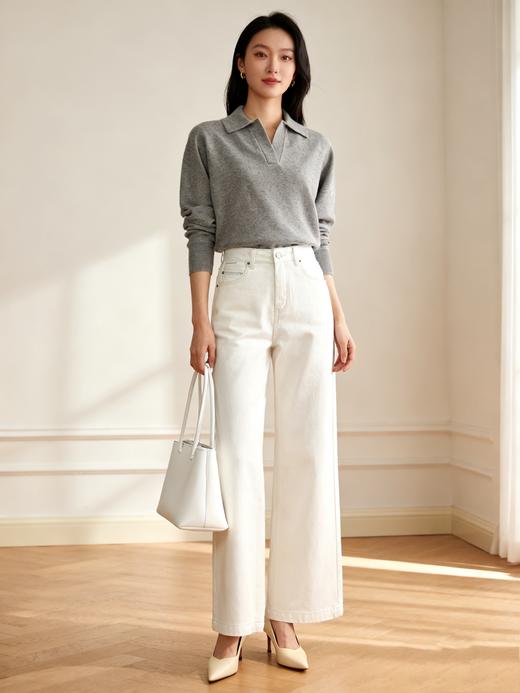 AM路卡西	知性翻领V领针织衫100%羊毛	DF8810033 商品图2