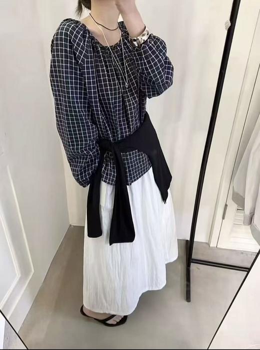 复古格子！！简约格子宽松喜带森系小衫-喜出 商品图1
