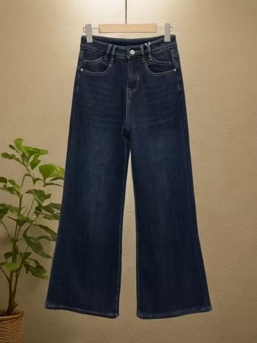 抢购价-不支持退（清）【自营】🔥内里牛奶绒【牛仔裤】7863筒喇裤秋冬加绒厚款微喇裤-喜出 商品图2