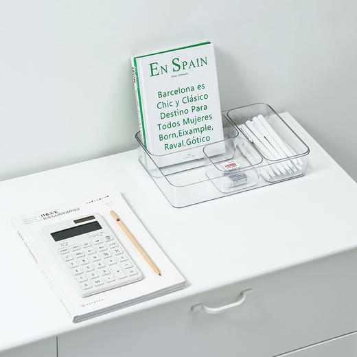 抽屉分格收纳盒办公桌橱柜内置文具笔长方形塑料书桌整理小放置盒 商品图1