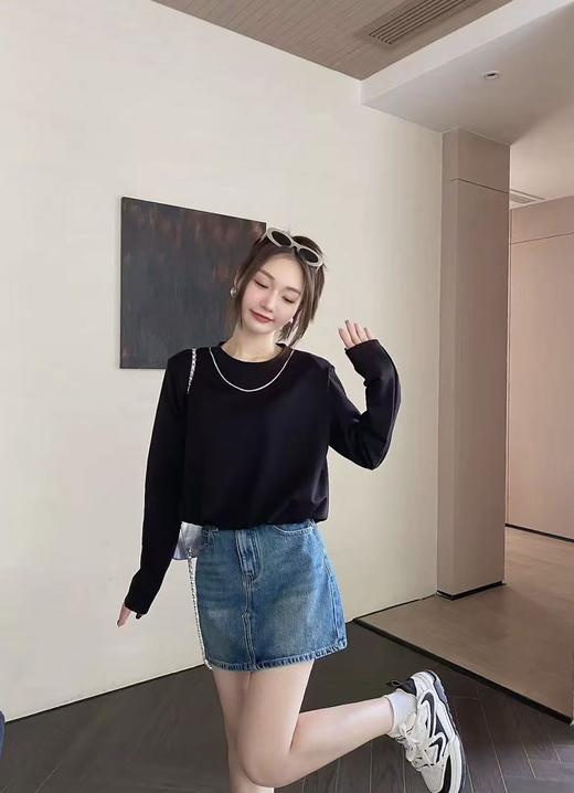 【自营】12.12错过没有！清货不退退货勿拍！！1805花苞短款长袖内里网纱不扎T恤-喜出 商品图4