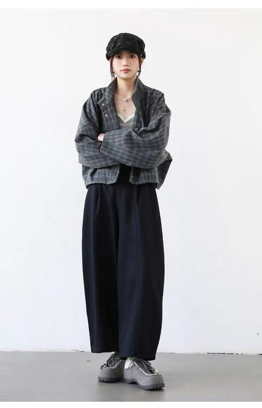 🔥【休闲裤】9029磨毛绒立体廓形量感天丝棉休闲裤女秋季百搭独特九分西装阔腿裤-喜出 商品图0