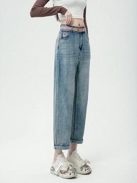 2026清仓促！6110爱心小标刺绣可卷边春秋牛仔裤-喜出