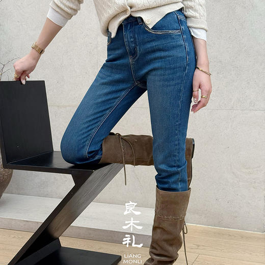 【特价不退换】【预售7天/加绒】良木礼烟管牛仔裤（小细腿）（D25103850） 商品图0
