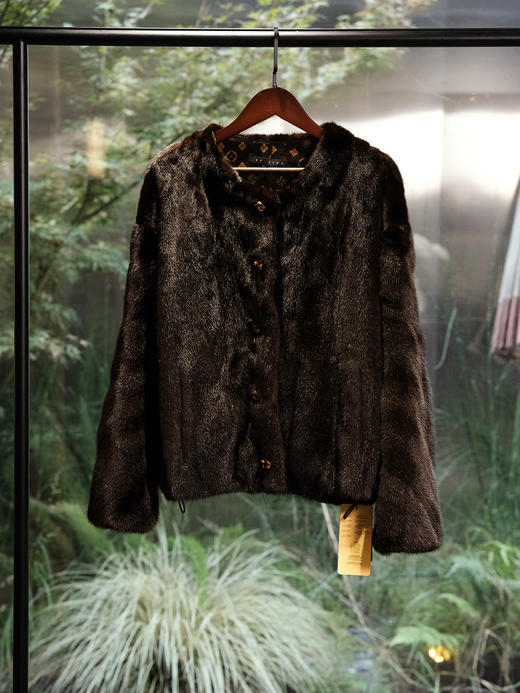 盛唐婧 | 水貂毛皮草外套-黑咖啡色 商品图0
