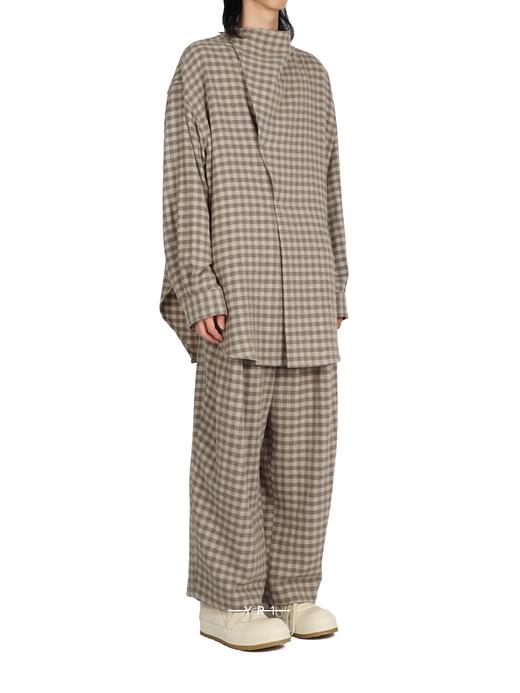 Hed Mayer | 米色格子直筒羊毛裤 商品图2