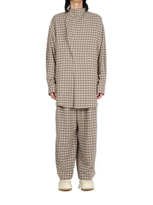 Hed Mayer | 米色格子直筒羊毛裤 商品图1