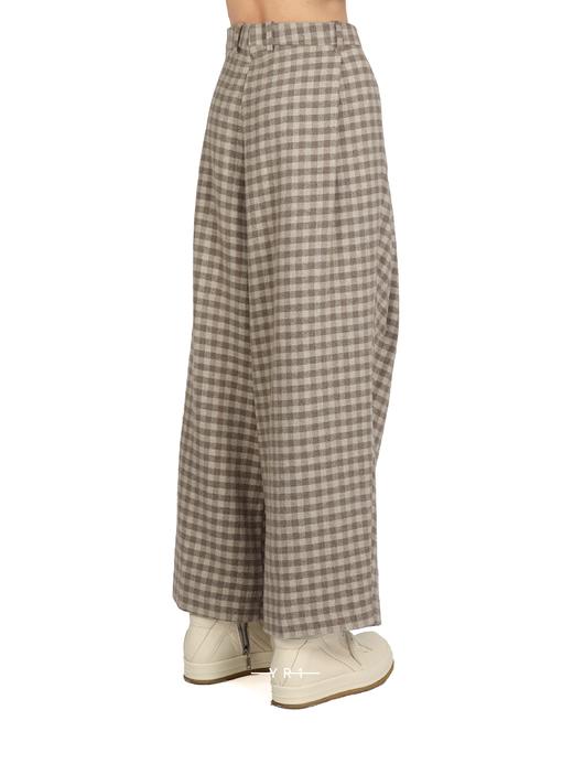 Hed Mayer | 米色格子直筒羊毛裤 商品图3