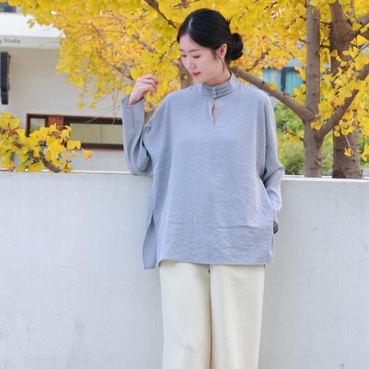 【抖音专属】立领衬衣（22810120-青鸾） 商品图2