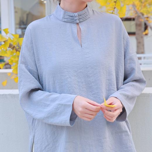 【抖音专属】立领衬衣（22810120-青鸾） 商品图4